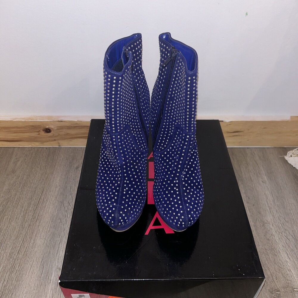 Alba Wedge High Heels Womens Shoes Size 10 Blue Rhinestone Velvet Nikky